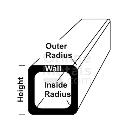 1.5 X 0.125 Aluminum Square Tube 6063-T52-Extruded Radius Corner